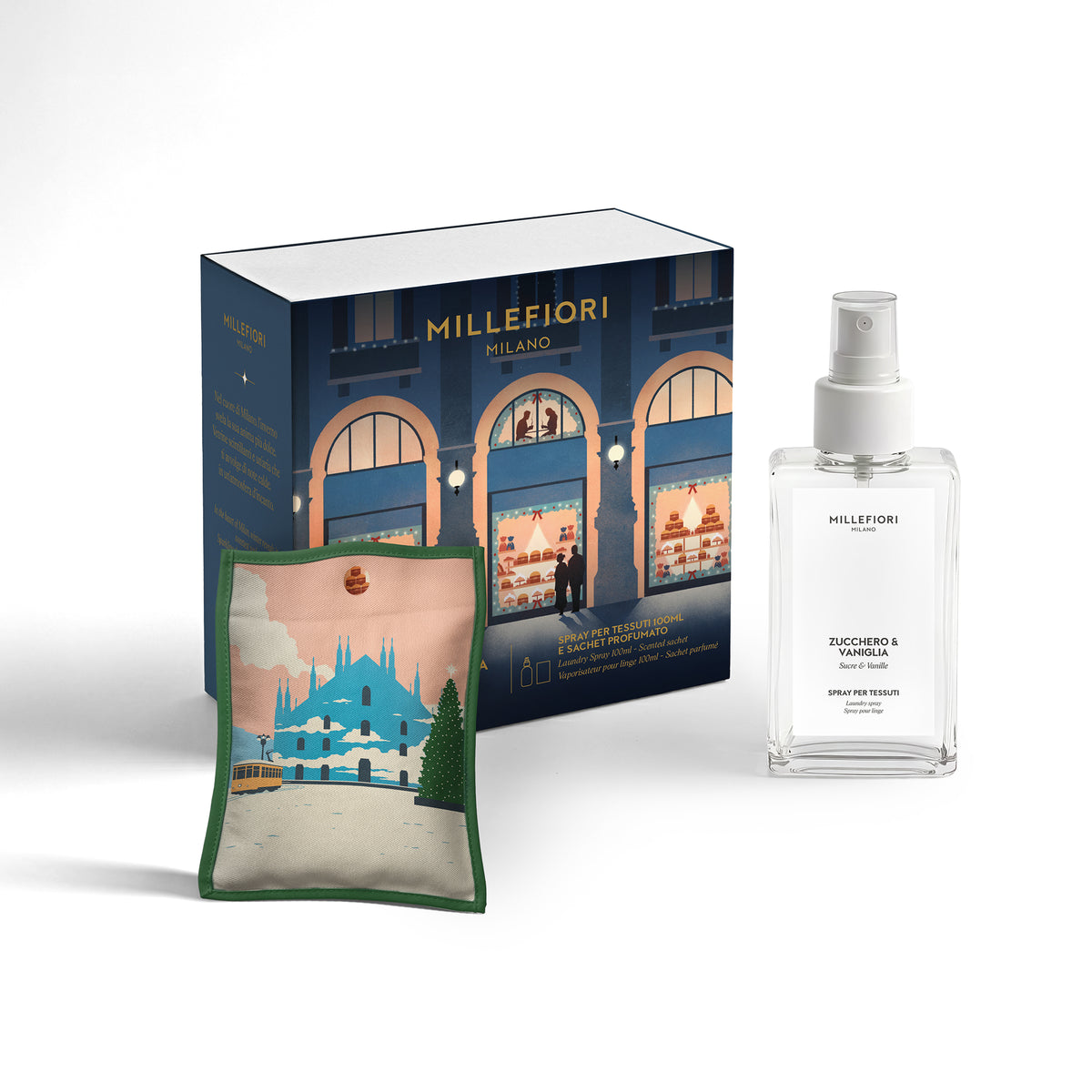 Millefiori Milano - Kerst Cadeauset - Textielverfrisser 100ml & Sachet