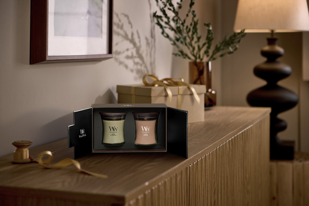 WoodWick - Deluxe Cadeauset - 2 Medium Geurkaarsen