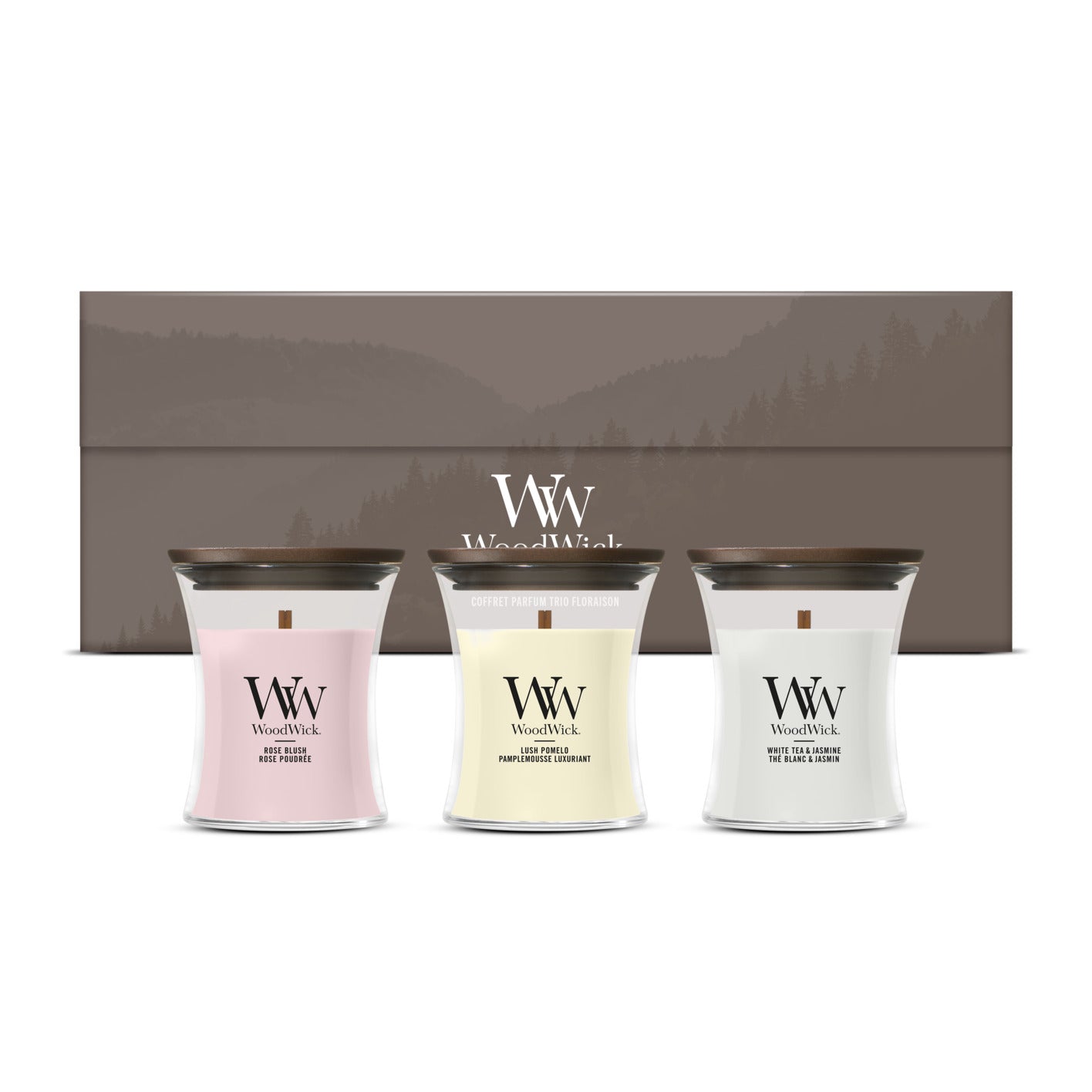 WoodWick - Deluxe Cadeauset - 3 Mini Geurkaarsen - Bloemig
