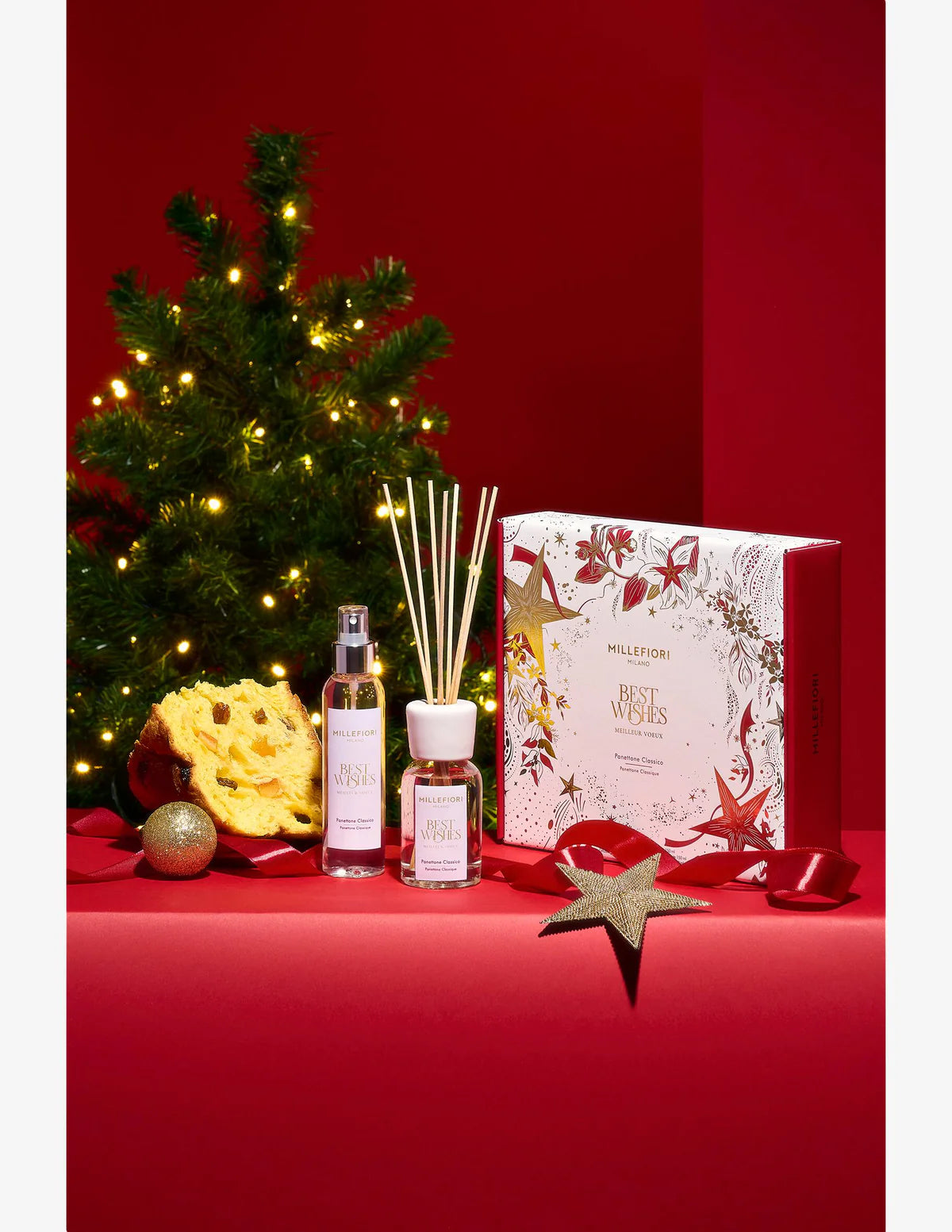 Millefiori Milano - Cadeauset Geurstokjes & Home Spray - Panettone Classico - Limited Edition
