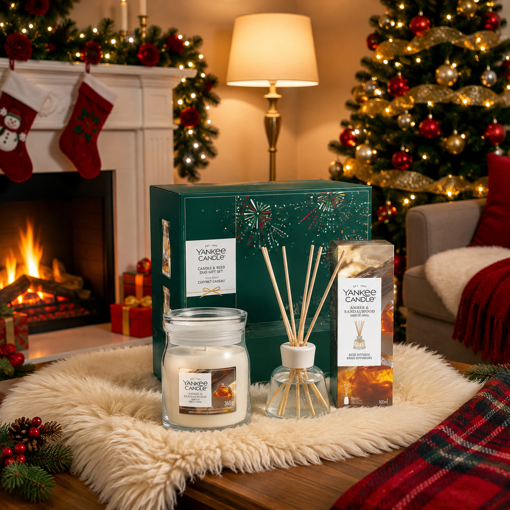 Yankee Candle - Gifted Moments - 1 Medium Jar & Geurstokjes - Kerst Cadeauset