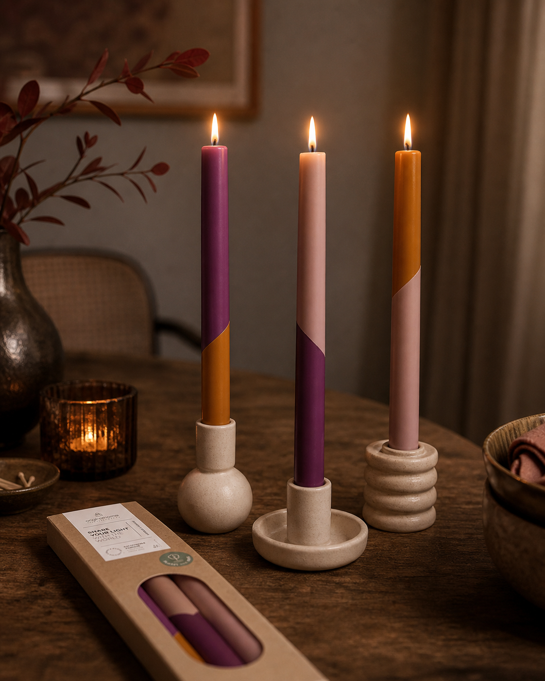 Originalhome - Dinerkaars Diagonaal - Earthy Plum - 3 stuks