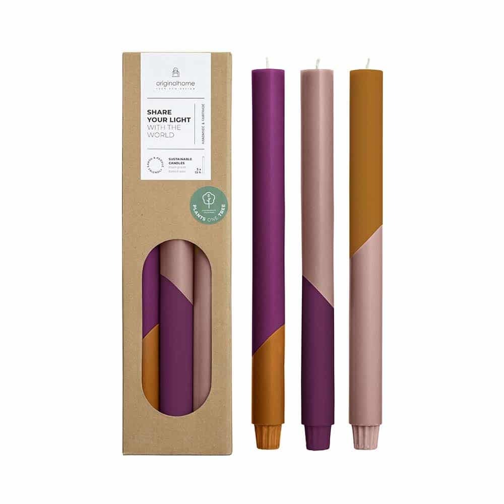 Originalhome - Dinerkaars Diagonaal - Earthy Plum - 3 stuks