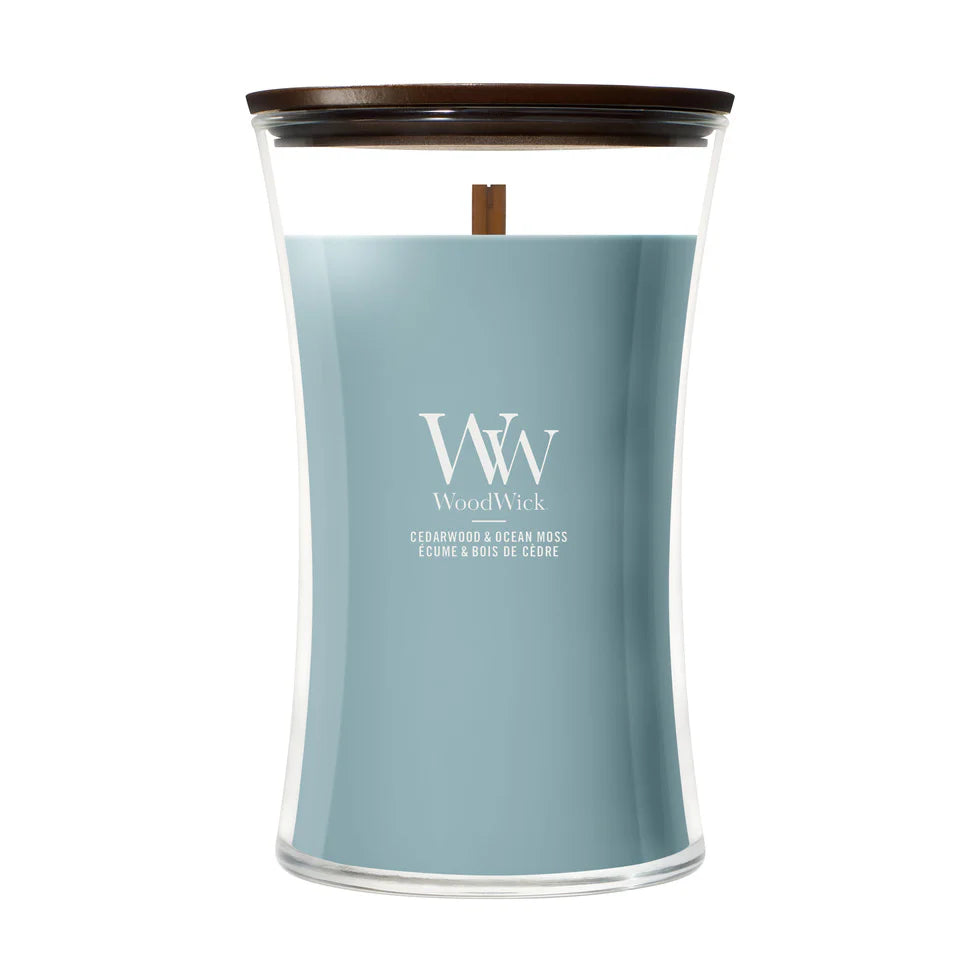 WoodWick - Cedarwood & Ocean Moss - Large Geurkaars