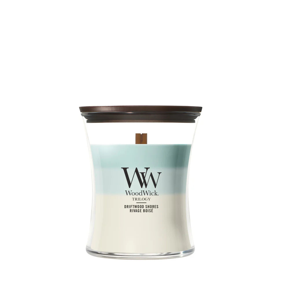 WoodWick - Trilogy Driftwood Shores - Medium Geurkaars