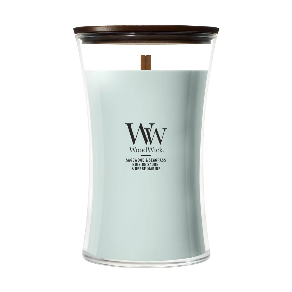 WoodWick - Sagewood & Seagrass - Large Geurkaars