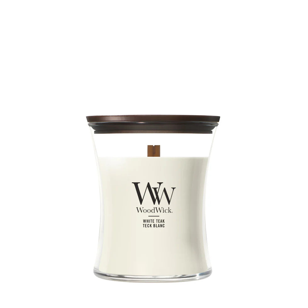 WoodWick - White Teak - Medium Geurkaars